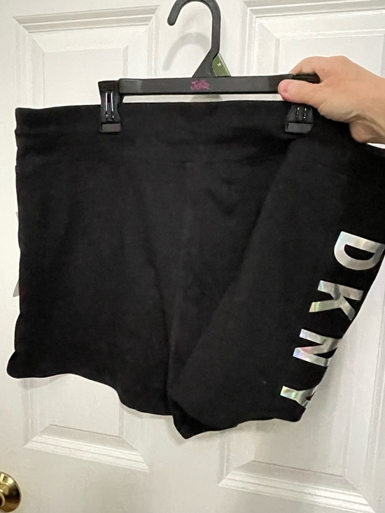 Dkny Pants - DKNY Black Athletic Lounge Shorts with Holographic Logo